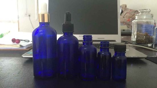 Series of Blue Essential Oil Glass Dropper