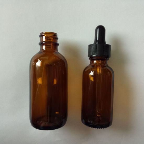 1 Oz Green Boston Round Bottle with Childproof Glass Dropper