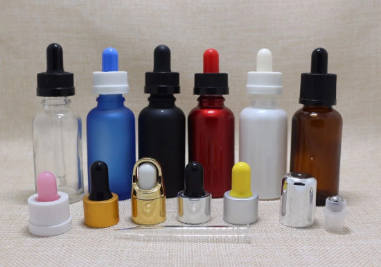 18 /415 Glass Dropper with Pipette Smooth Aluminium Collar for Essential Oil, Glass Bottles with Dropperc