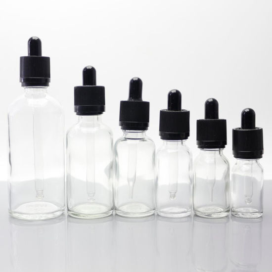 Amber Blue Green Clear Boston Round Glass Dropper Bottles with Glass Pipette Screw Lids 15 Ml 30ml 60 Ml